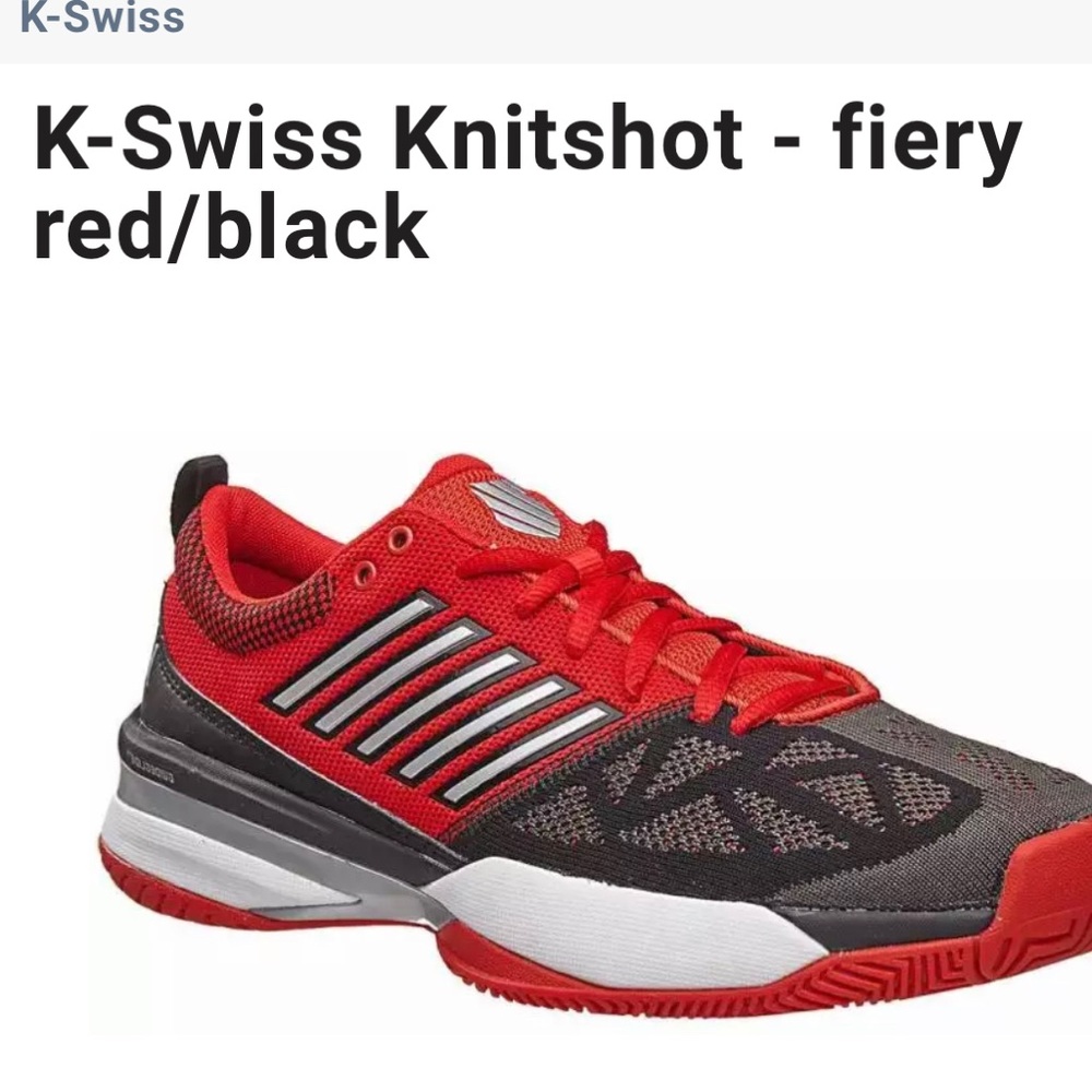 K-Swiss Men’s 9.5 Knitshot Tennis Shoes Georgia Dawgs Colors Fiery Red/Black